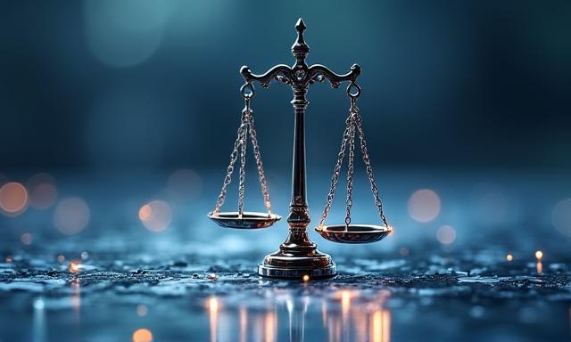 Abstract representation of justice and technology integration